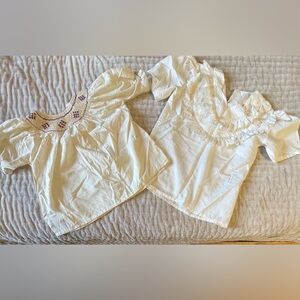 Lot 2 Girls Vintage Ruffled Smocked Tea Party Blouses Theater Costume Fairy Play